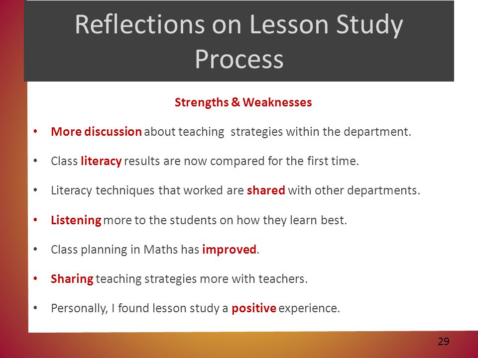 Teaching Strategies: Reflecting on Instruction Processes